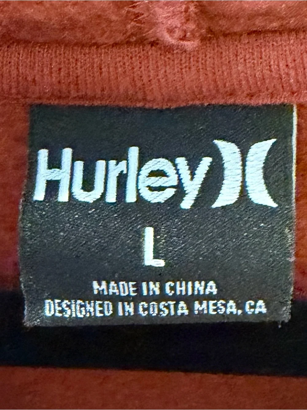 Hurley Men's Rust Orange Logo Pullover Hoodie